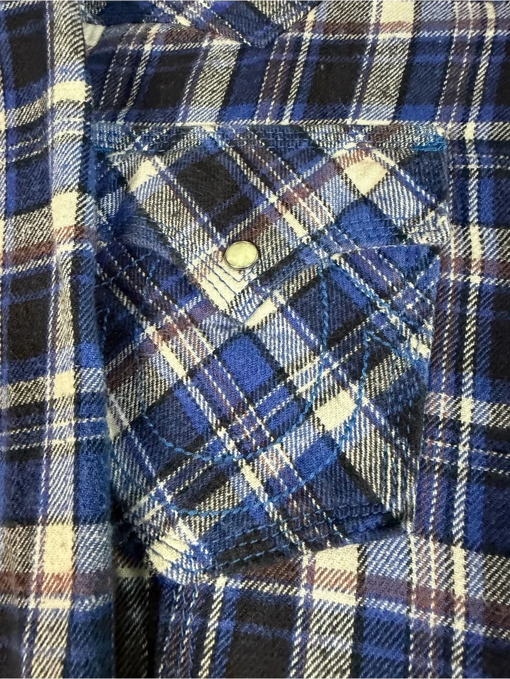 True Religion Men's Blue Plaid Casual Button-Down Shirt